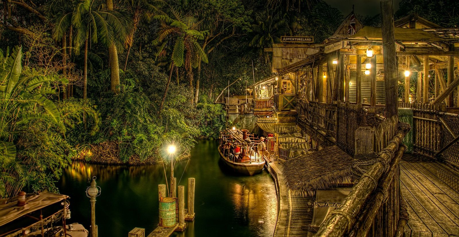 jungle cruise disneyland at night